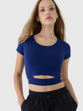 T-shirt crop top gładki damski 4F 4FRSS25TTSHF2695-31S