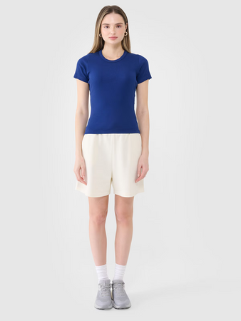 T-shirt slim z prążkowanej dzianiny damski 4F 4FWSS25TTSHF1968-30S