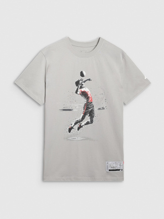 T-shirt regular z nadrukiem siatkarskim męski 4F 4FRAW25TTSHM3318-27S