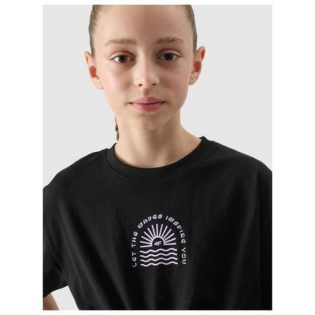 Dziewczęcy top z nadrukiem 4F 4FJWSS25TTSHF1872-20S