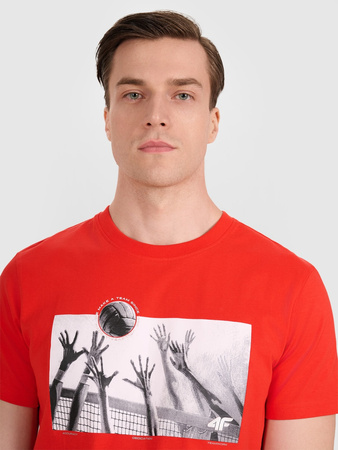T-shirt regular z nadrukiem siatkarskim męski 4F 4FRAW25TTSHM3319-62S