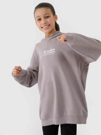 Bluza dresowa nierozpinana z kapturem dziewczęca 4F 4FJRSS25TSWSF2056-83S