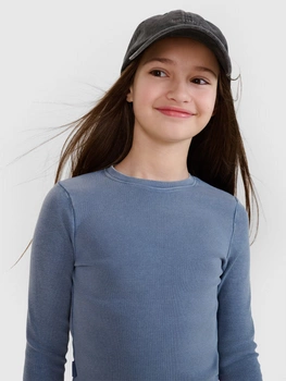 Longsleeve slim crop top gładki dziewczęcy 4F 4FJWSS25TLONF430-32S