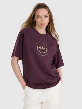 T-shirt oversize z nadrukiem damski  4F 4FRSS25TTSHF2791-50S