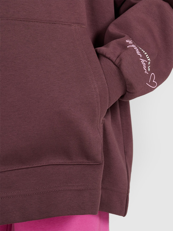 Bluza dresowa oversize nierozpinana z kapturem dziewczęca 4F 4FJRAW25TSWSF2429-51S