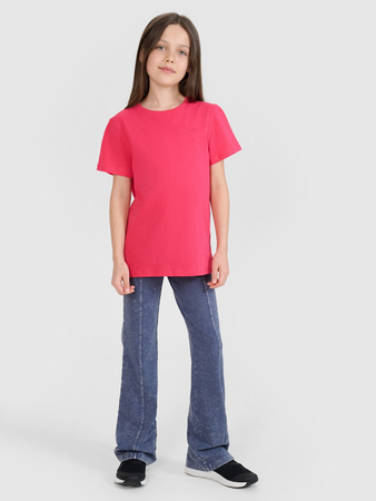 T-shirt regular gładki dziewczęcy 4F 4FJWSS25TTSHF2177-55S