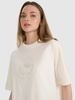 T-shirt oversize z nadrukiem damski  4F 4FRSS25TTSHF2791-11S