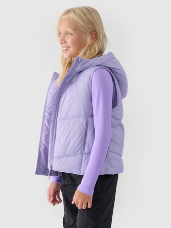 Bezrękawnik puchowy pikowany z kapturem dziewczęcy 4F Junior 4FJWAW24TVJAF129-51S