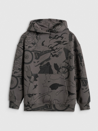 Bluza dresowa nierozpinana z kapturem chłopięca 4F 4FJRAW25TSWSM2343-90A