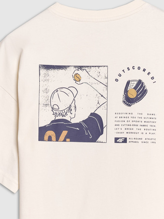 T-shirt oversize z nadrukiem męski 4F 4FRSS25TTSHM2981-11S