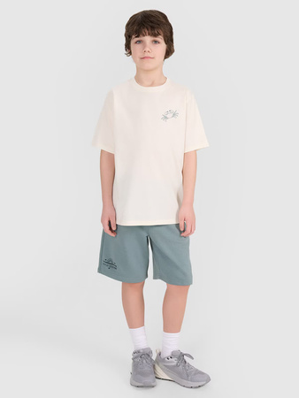 T-shirt oversize z nadrukiem chłopięcy 4F 4FJWSS25TTSHM1914-11S