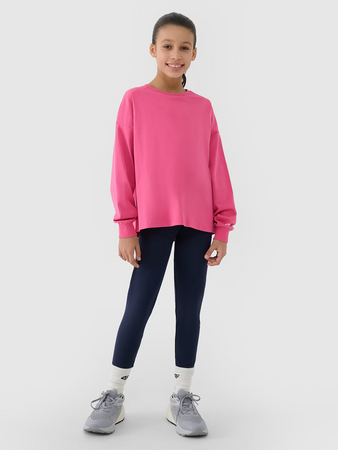 Longsleeve oversize gładki dziewczęcy 4F 4FJWSS25TLONF377-54S
