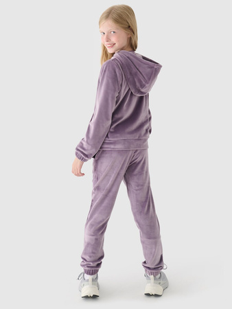 Bluza dresowa z weluru rozpinana z kapturem dziewczęca 4F Junior 4FJWAW24TSWSF1217-51S