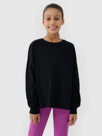Longsleeve oversize gładki dziewczęcy 4F 4FJWSS25TLONF377-20S