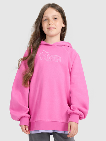 Bluza dresowa nierozpinana z kapturem dziewczęca 4F 4FJRAW25TSWSF2439-54S