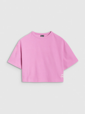 Damski t-shirt crop top 4F 4FWSS25TTSHF1977-54S