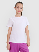 T-shirt regular gładki dziewczęcy 4F 4FJWSS25TTSHF2177-10S