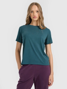 T-shirt z prążkowanej dzianiny z modalem damski 4F 4FRAW25TTSHF3282-46S