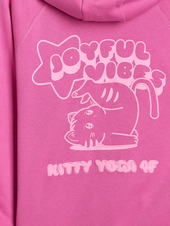 Bluza dresowa nierozpinana z kapturem dziewczęca 4F 4FJRAW25TSWSF2439-54S