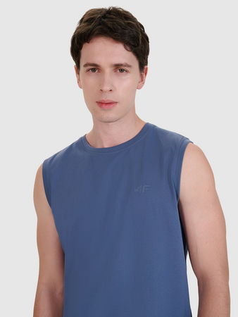 Tank top regular gładki męski 4F 4FWMM00TSLEM125-32S