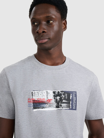 T-shirt regular z nadrukiem męski 4F 4FRAW25TTSHM3364-27M