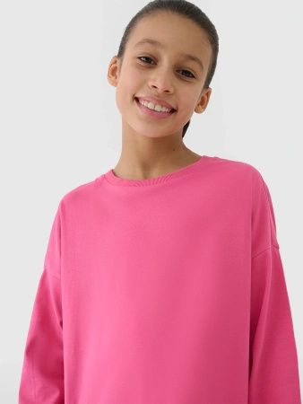 Longsleeve oversize gładki dziewczęcy 4F 4FJWSS25TLONF377-54S