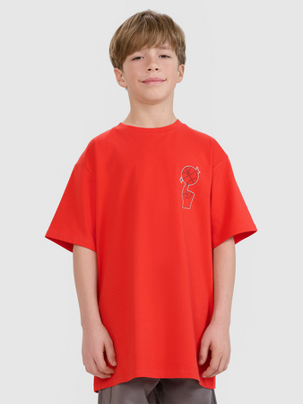 T-shirt oversize z nadrukiem chłopięcy 4F 4FJRSS25TTSHM2639-62S