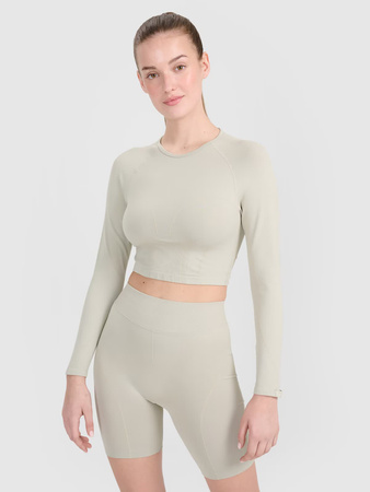 Longsleeve treningowy crop-top z wycięciem na plecach damski 4F 4FRSS25TFLOF486-83S