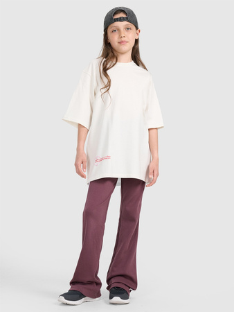 T-shirt oversize z nadrukiem dziewczęcy 4F 4FJRAW25TTSHF3187-11S