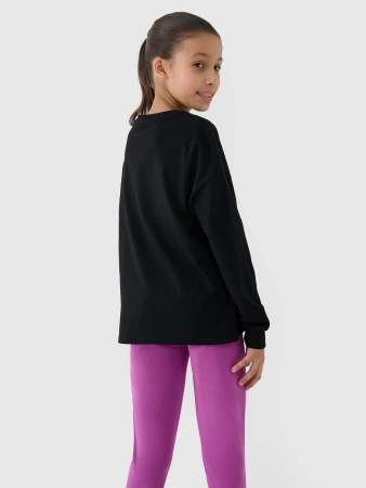 Longsleeve oversize gładki dziewczęcy 4F 4FJWSS25TLONF377-20S