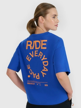 T-shirt oversize z nadrukiem damski 4F 4FWSS25TTSHF1993-36S