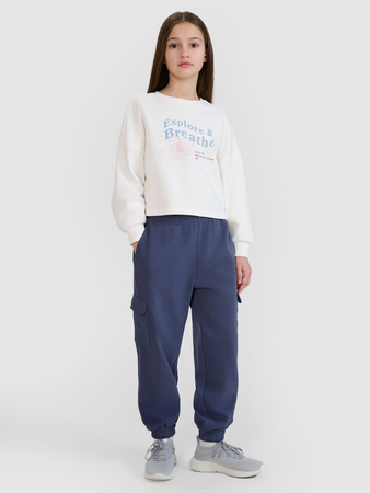 Bluza dresowa nierozpinana bez kaptura dziewczęca 4F 4FJWSS25TSWSF1483-11S