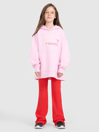 Bluza dresowa oversize nierozpinana z kapturem dziewczęca 4F 4FJRAW25TSWSF2429-56S