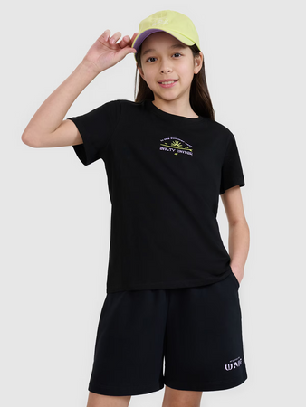 T-shirt regular z nadrukiem dziewczęcy 4F 4FJWSS25TTSHF1871-20S