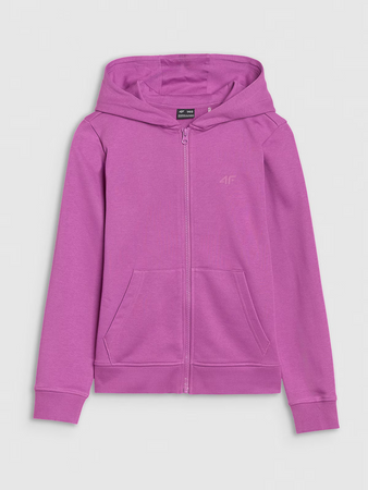 Bluza dziewczęca dresowa rozpinana z kapturem 4F 4FJWSS25TSWSF1706-50S