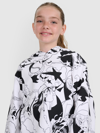 T-shirt oversize z nadrukiem dziewczęcy 4F 4FJRAW25TTSHF3069-90A