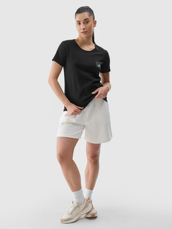 T-shirt regular z nadrukiem damski 4F 4FRSS24TTSHF2547-20S