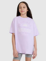 T-shirt oversize z nadrukiem dziewczęcy 4F 4FJWSS25TTSHF1870-52S