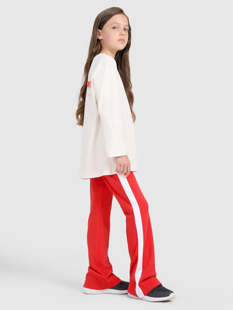 Longsleeve oversize z nadrukiem dziewczęcy 4F 4FJRAW25TLONF589-11S