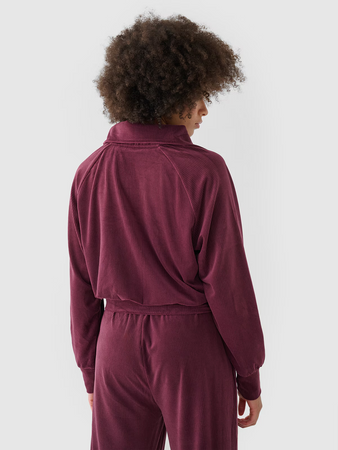 Bluza dresowa z weluru nierozpinana bez kaptura damska 4F 4FRAW24TSWSF2054-60S