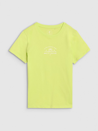 T-shirt regular z nadrukiem dziewczęcy 4F 4FJWSS25TTSHF1871-45S