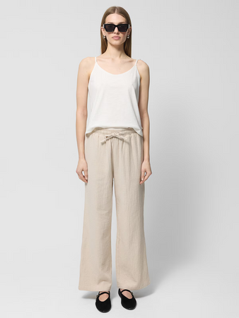 Spodnie z bawełnianego muślinu damskie Outhorn OTHWSS24TTROF1017-83S