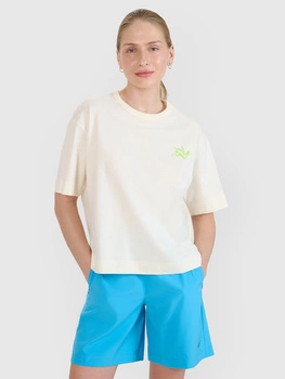 T-shirt regular z nadrukiem damski 4F 4FWSS25TTSHF1967-11S