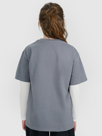 T-shirt oversize z nadrukiem dziewczęcy 4F 4FJWAW25TTSHF2387-23S