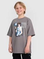 T-shirt oversize z nadrukiem chłopięcy 4F 4FJRAW25TTSHM3062-24S