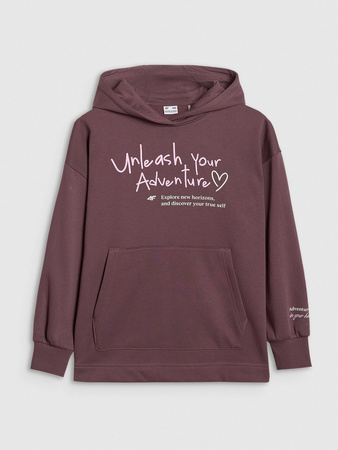 Bluza dresowa oversize nierozpinana z kapturem dziewczęca 4F 4FJRAW25TSWSF2429-51S