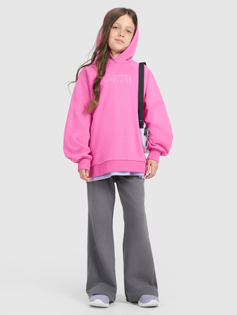 Bluza dresowa nierozpinana z kapturem dziewczęca 4F 4FJRAW25TSWSF2439-54S