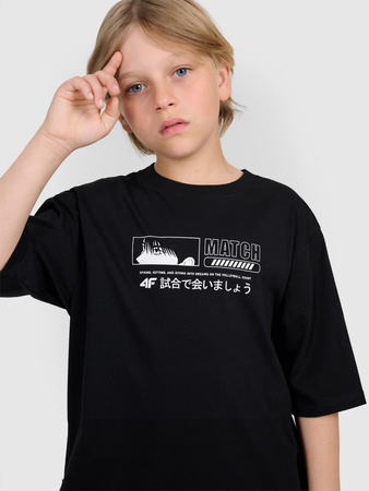 T-shirt oversize z nadrukiem chłopięcy 4F 4FJRAW25TTSHM3065-20S