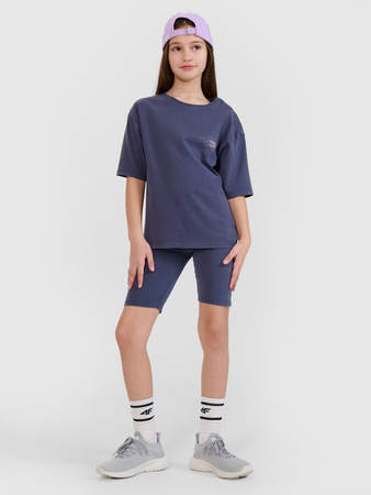 T-shirt oversize z nadrukiem dziewczęcy 4F 4FJWSS25TTSHF1853-22S