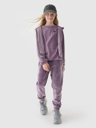 Bluza dresowa z weluru rozpinana z kapturem dziewczęca 4F Junior 4FJWAW24TSWSF1217-51S